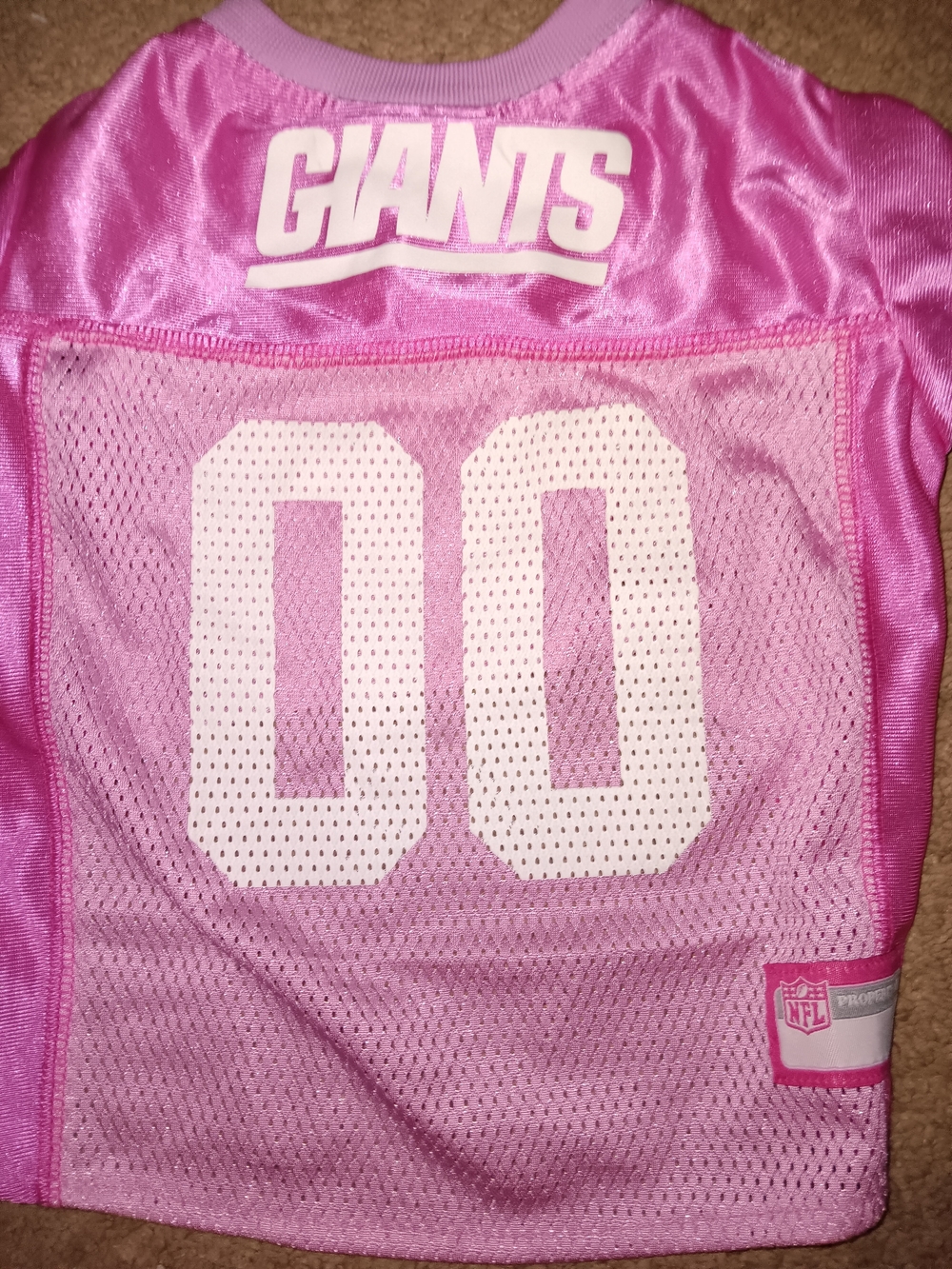 NFL Pink "Giants" Pet Jersey with White Number 00